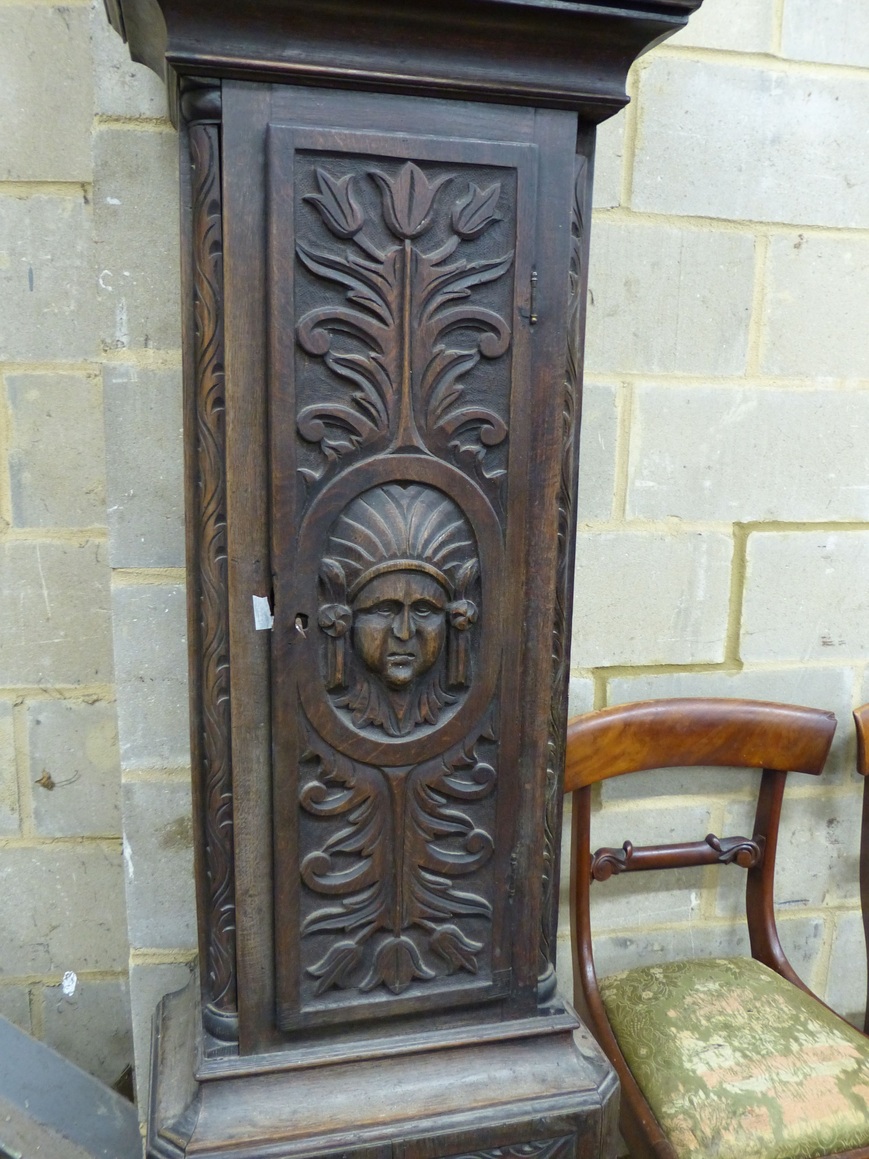 John Badely of Tong. A George III carved oak eight day longcase clock, height 228cm